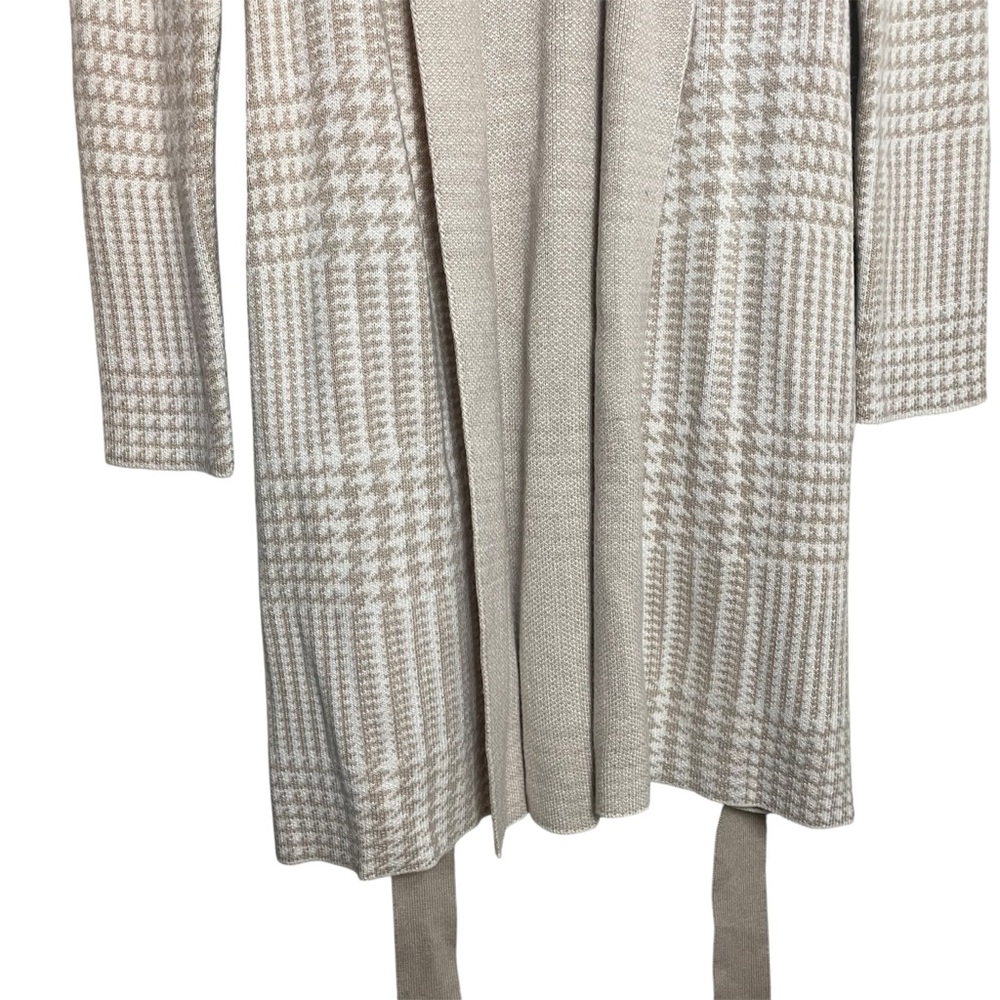 Ann Taylor Beige Belted Cardigan Houndstooth - Picture 3 of 9